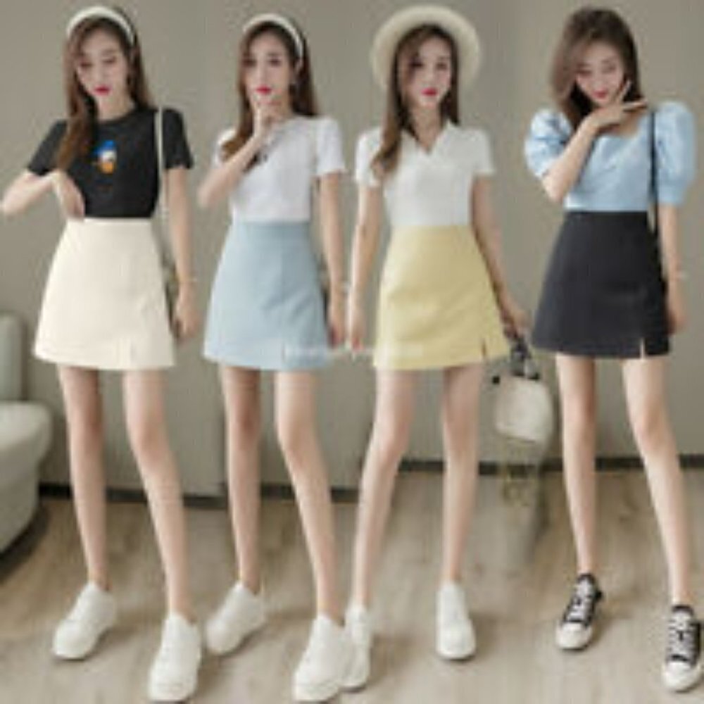 Korean Womens A Line High Waisted Skater Skort Office Work Business Mini Skirt - Picture 3 of 6